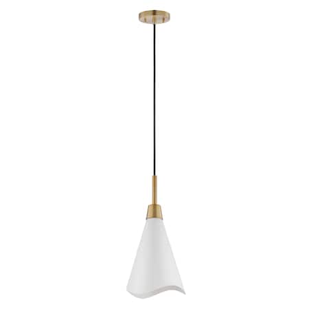 Nuvo Tango 1-Light Small Pendant Matte White with Burnished Brass 60/7471